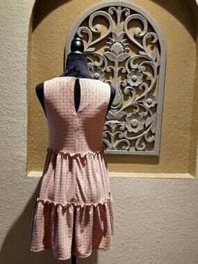 Speechless Pink Sleeveless S Tiered Babydoll  Eyelet Dress Back Keyhole Detail